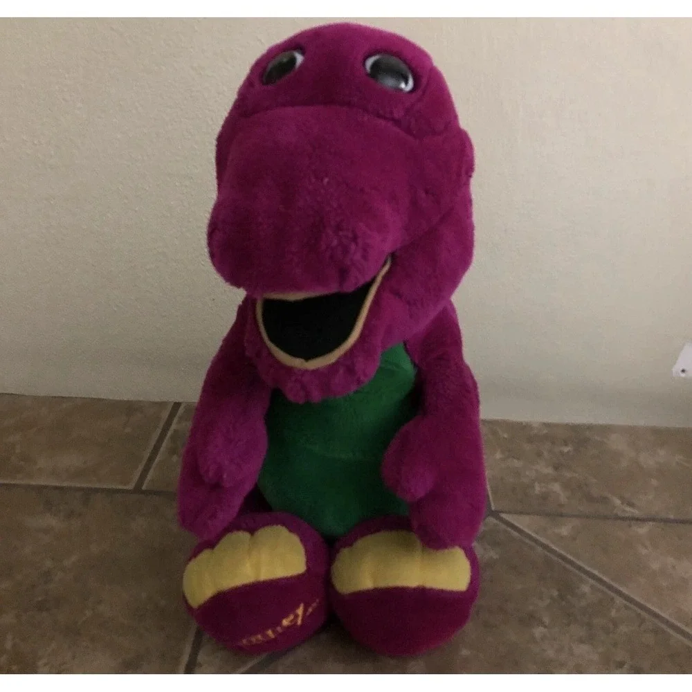 Barney‎ The Purple Dinosaur Plush Dakin Open Mouth 1992 Vintage Sitting So Cute